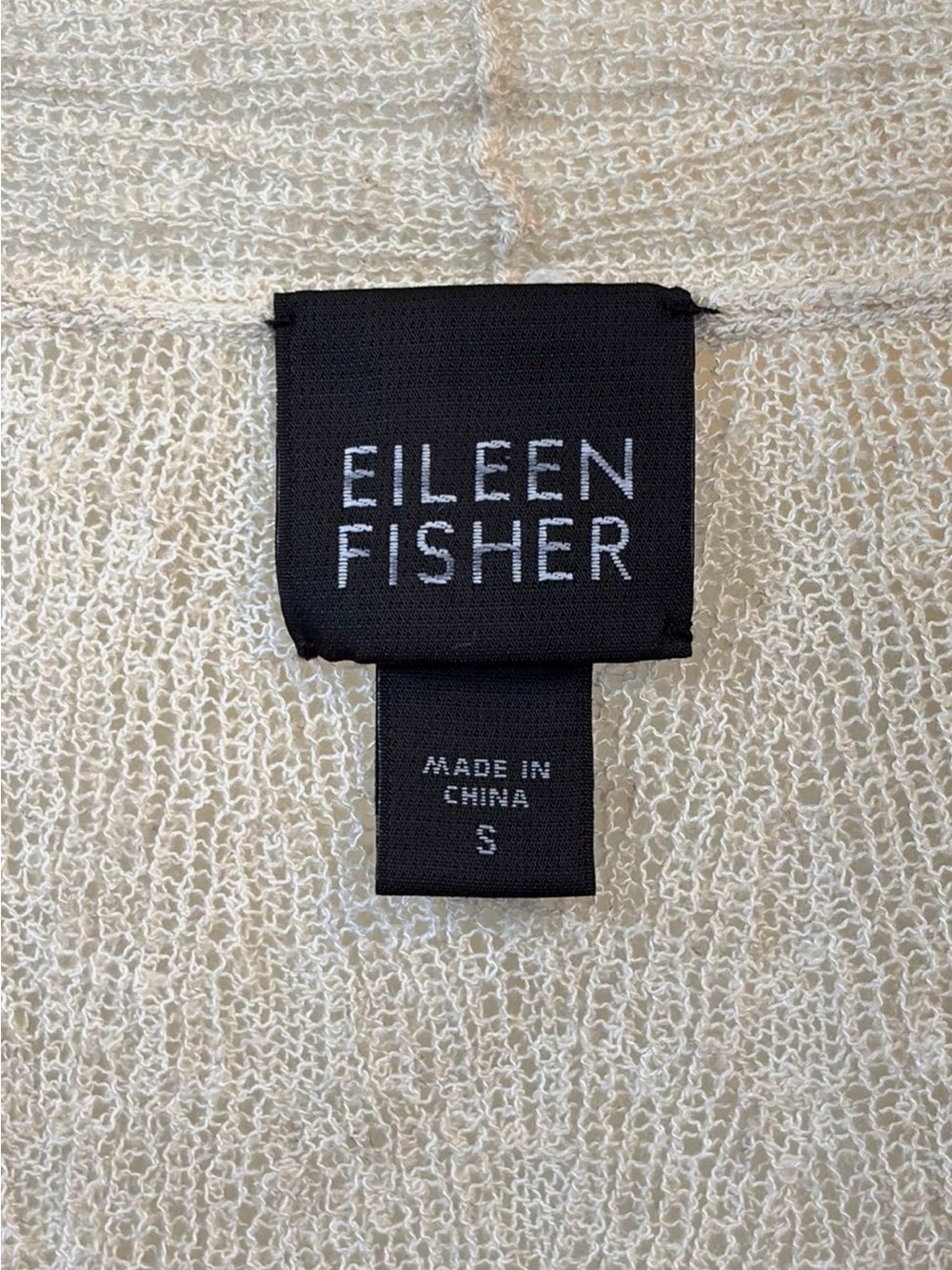Eileen Fisher Open Cardigan Linen Rayon Textured Knit Oatmeal Small - Picture 3 of 10